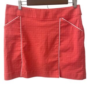 Lija Women Coral Grid Golf Tennis Skirt Built-in Shorts Sz 12 Pickleball Outdoor
